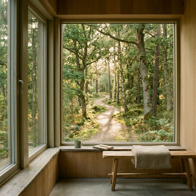 A calming, sun-dappled nature path offering a sense of openness